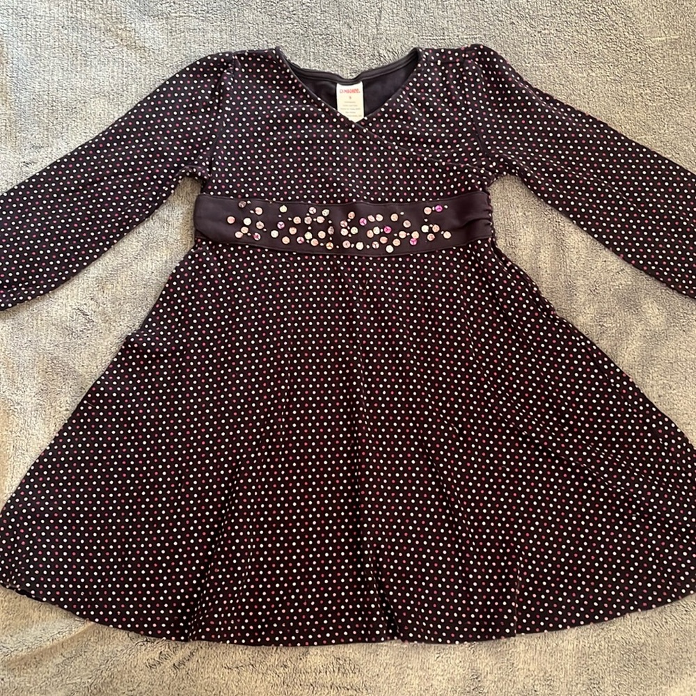 Gymboree kids navy polka dot dress size 5